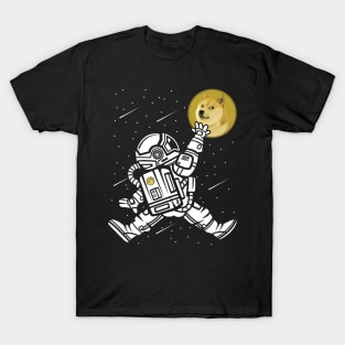 Astronaut Dogecoin DOGE Coin To The Moon Crypto Token Cryptocurrency Wallet Birthday Gift For Men Women Kids T-Shirt